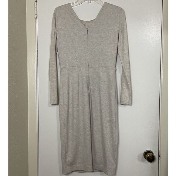 Max Mara Beige Wool long sleeve midi sheath knit dress size 38 US Small - Picture 7 of 7